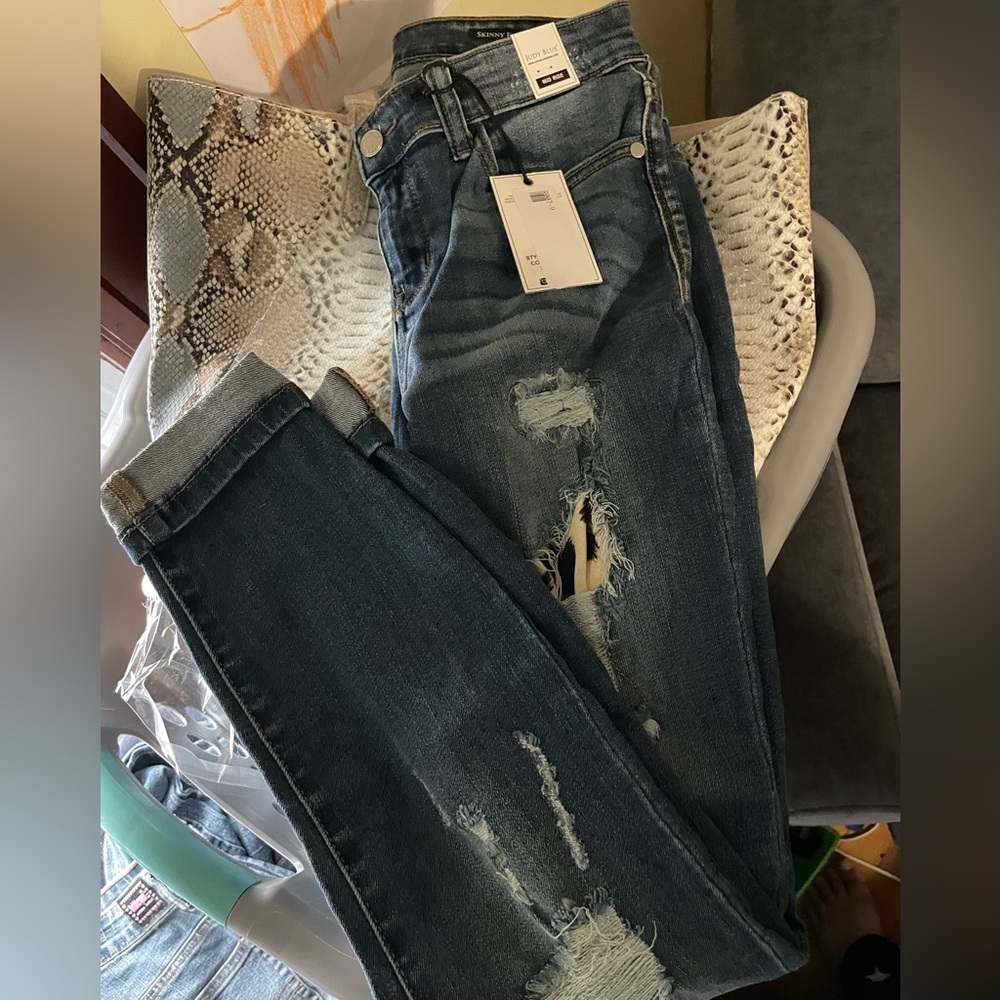 Judy blue midrise jeans leopard distressed 9 29 nwt final price